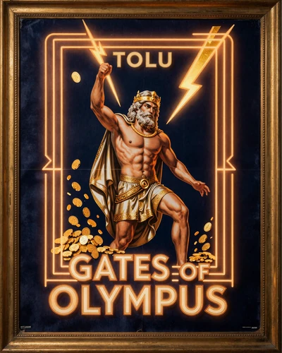 Gates of Olympus Slot von Pragmatic Play - Vintage Lounge Poster